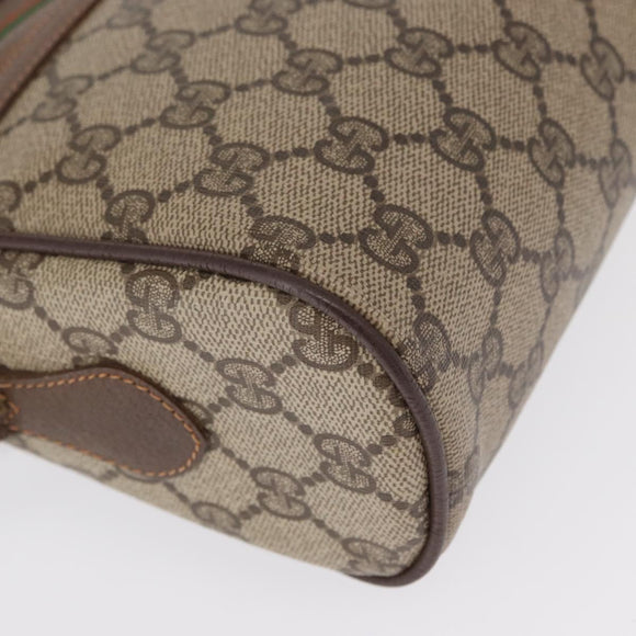 GUCCI GG Supreme Web Sherry Line Bag PVC Beige Gold 56 02 088 Auth 162813