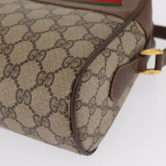 GUCCI GG Supreme Web Sherry Line Bag PVC Beige Gold 56 02 088 Auth 162813