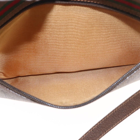 GUCCI GG Supreme Web Sherry Line Bag PVC Beige Gold 56 02 088 Auth 162813