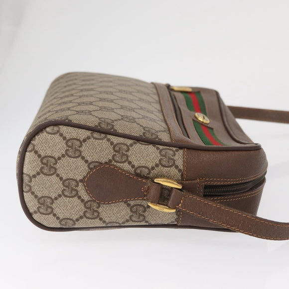 GUCCI GG Supreme Web Sherry Line Bag PVC Beige Gold 56 02 088 Auth 162813