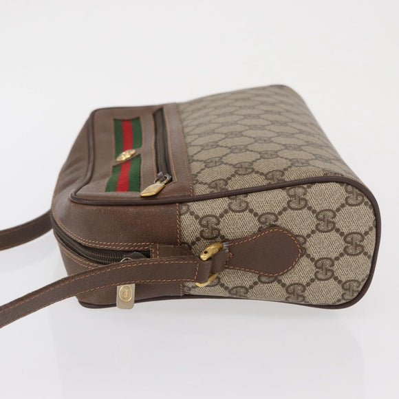 GUCCI GG Supreme Web Sherry Line Bag PVC Beige Gold 56 02 088 Auth 162813
