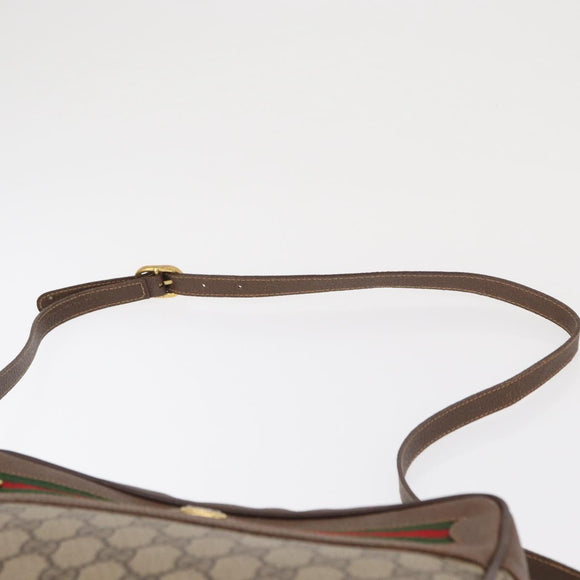 GUCCI GG Supreme Web Sherry Line Bag PVC Beige Gold 56 02 088 Auth 162813