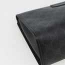 GUCCI GG Supreme Web Sherry Line Clutch Bag PVC Black Gold 89 01 031 Auth 162817-16