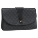 GUCCI GG Supreme Web Sherry Line Clutch Bag PVC Black Gold 89 01 031 Auth 162817-1