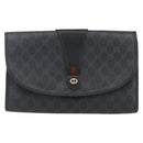 GUCCI GG Supreme Web Sherry Line Clutch Bag PVC Black Gold 89 01 031 Auth 162817-13