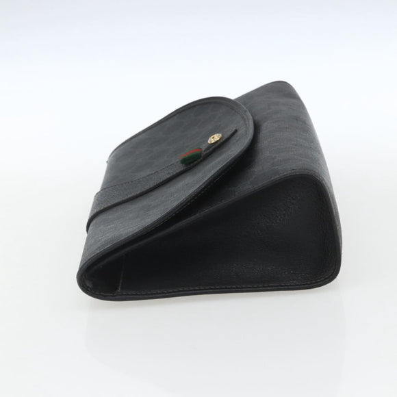 GUCCI GG Supreme Web Sherry Line Clutch Bag PVC Black Gold 89 01 031 Auth 162817