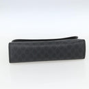 GUCCI GG Supreme Web Sherry Line Clutch Bag PVC Black Gold 89 01 031 Auth 162817-6