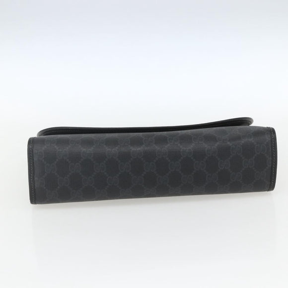 GUCCI GG Supreme Web Sherry Line Clutch Bag PVC Black Gold 89 01 031 Auth 162817