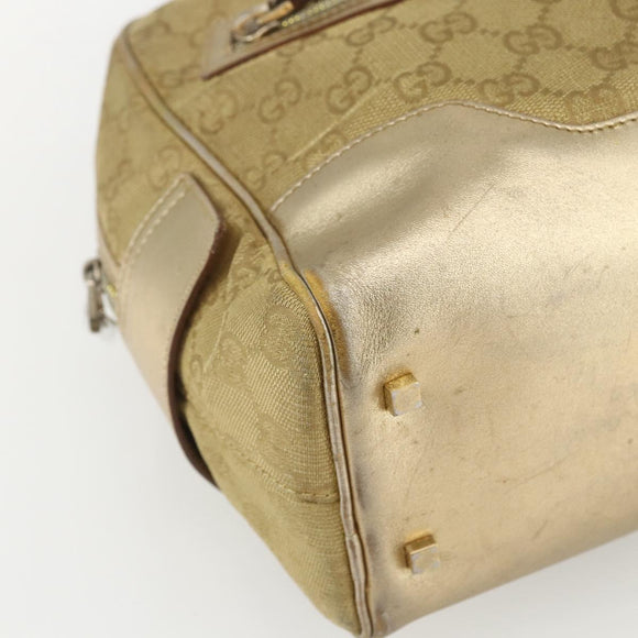 GUCCI GG Canvas Hand Bag Gold Tone 002 1115 Auth 162818