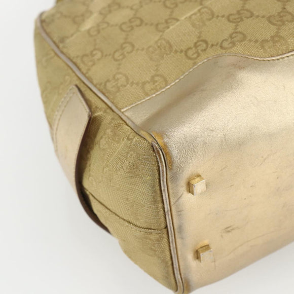 GUCCI GG Canvas Hand Bag Gold Tone 002 1115 Auth 162818