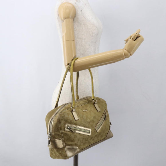 GUCCI GG Canvas Hand Bag Gold Tone 002 1115 Auth 162818