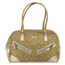 GUCCI GG Canvas Hand Bag Gold Tone 002 1115 Auth 162818-13