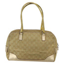 GUCCI GG Canvas Hand Bag Gold Tone 002 1115 Auth 162818-2