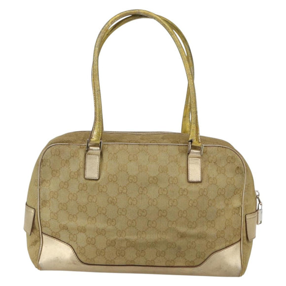 GUCCI GG Canvas Hand Bag Gold Tone 002 1115 Auth 162818