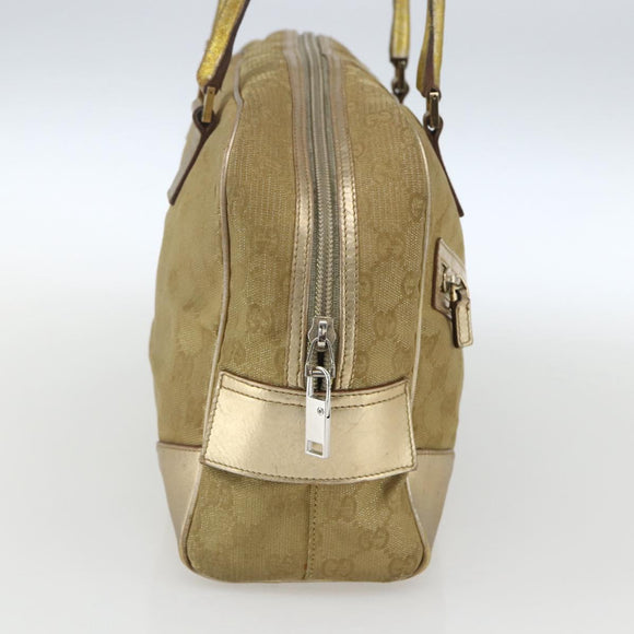 GUCCI GG Canvas Hand Bag Gold Tone 002 1115 Auth 162818