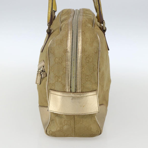 GUCCI GG Canvas Hand Bag Gold Tone 002 1115 Auth 162818