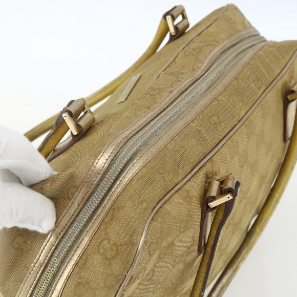 GUCCI GG Canvas Hand Bag Gold Tone 002 1115 Auth 162818