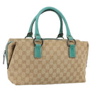GUCCI GG Canvas Hand Bag Beige Silver 113009 Auth 162819-1