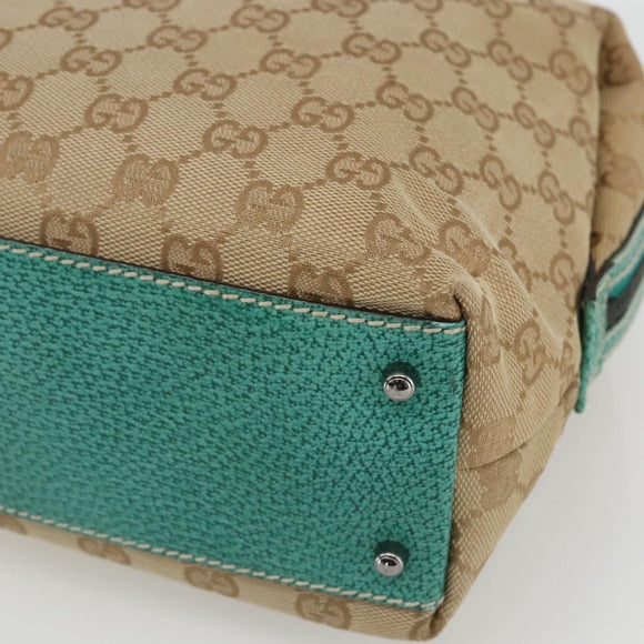 GUCCI GG Canvas Hand Bag Beige Silver 113009 Auth 162819