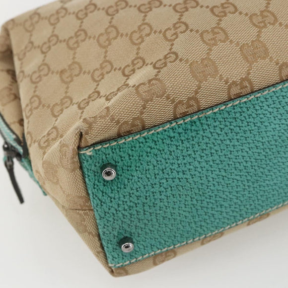GUCCI GG Canvas Hand Bag Beige Silver 113009 Auth 162819
