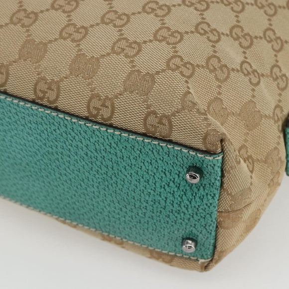 GUCCI GG Canvas Hand Bag Beige Silver 113009 Auth 162819