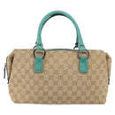 GUCCI GG Canvas Hand Bag Beige Silver 113009 Auth 162819-2