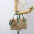 GUCCI GG Canvas Hand Bag Beige Silver 113009 Auth 162819-22