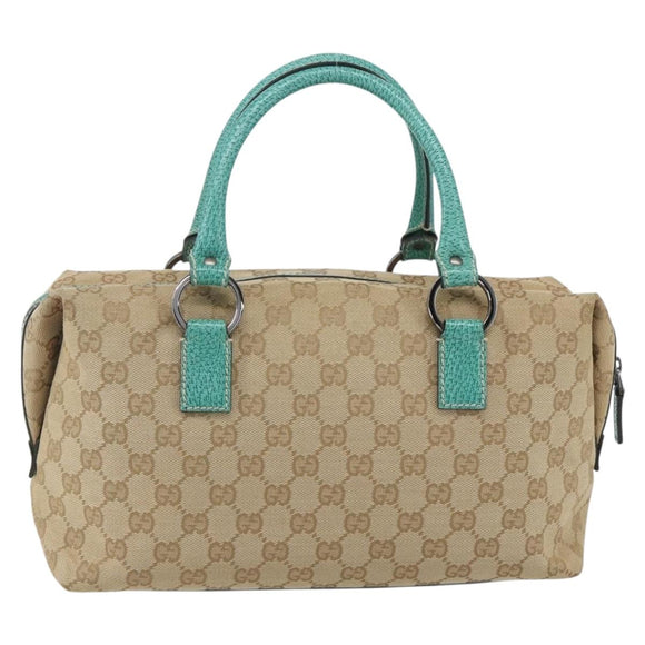 GUCCI GG Canvas Hand Bag Beige Silver 113009 Auth 162819