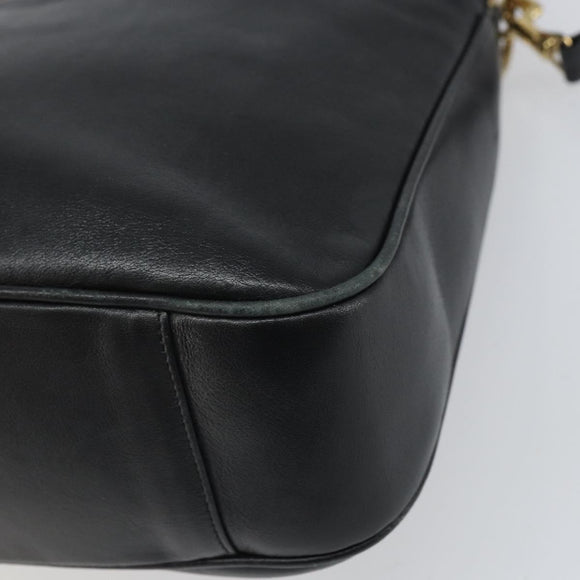 GUCCI Bamboo Hand Bag Leather Black Gold 001 0166 1638 Auth 162820