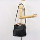 GUCCI Bamboo Hand Bag Leather Black Gold 001 0166 1638 Auth 162820-22