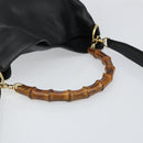 GUCCI Bamboo Hand Bag Leather Black Gold 001 0166 1638 Auth 162820-7