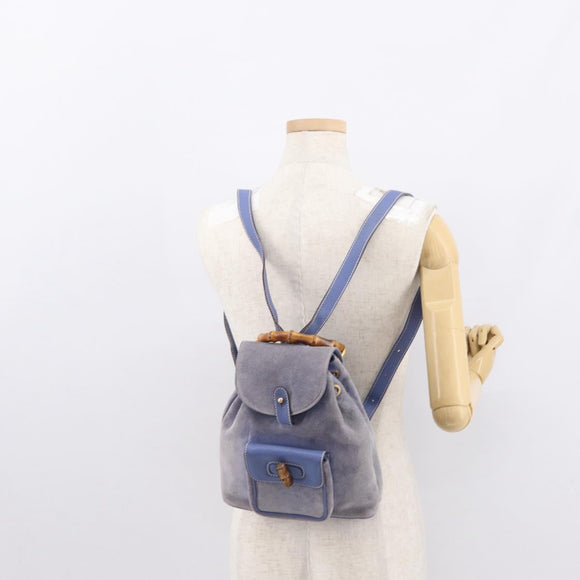 GUCCI Bamboo Backpack Suede Purple Gold 003 2058 0030 Auth 162821