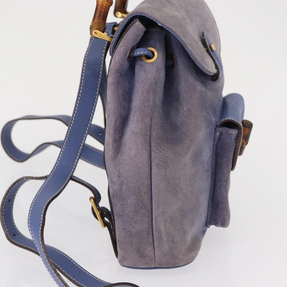GUCCI Bamboo Backpack Suede Purple Gold 003 2058 0030 Auth 162821