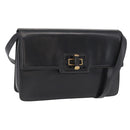 GUCCI Shoulder Bag Leather Black Gold 004 46 0087 Auth 162825-1