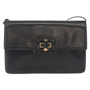 GUCCI Shoulder Bag Leather Black Gold 004 46 0087 Auth 162825-13