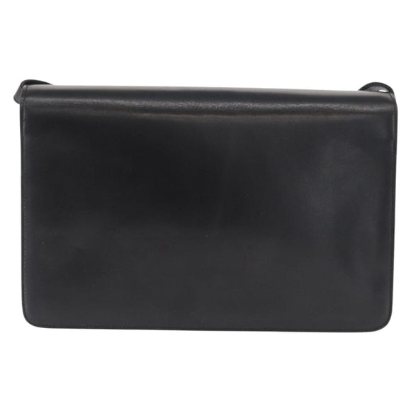 GUCCI Shoulder Bag Leather Black Gold 004 46 0087 Auth 162825