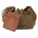 GUCCI Shoulder Bag Suede Beige Gold Auth 162826-1