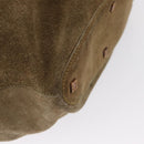 GUCCI Shoulder Bag Suede Beige Gold Auth 162826-10