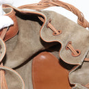 GUCCI Shoulder Bag Suede Beige Gold Auth 162826-17