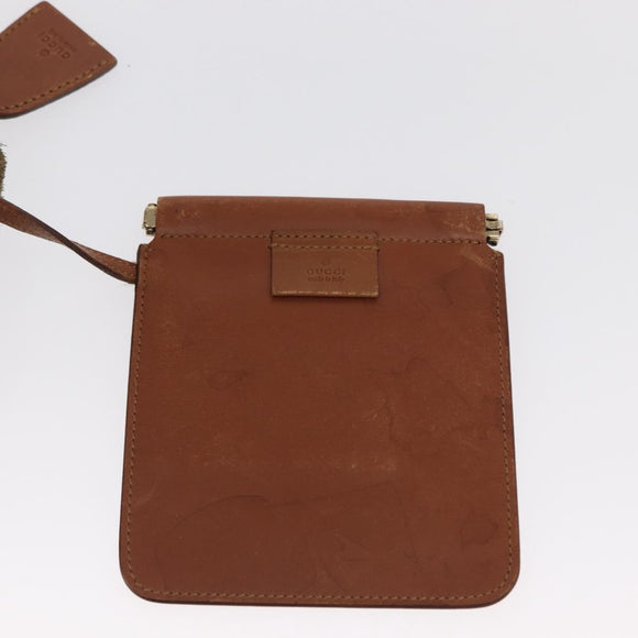 GUCCI Shoulder Bag Suede Beige Gold Auth 162826