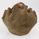 GUCCI Shoulder Bag Suede Beige Gold Auth 162826-4