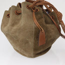 GUCCI Shoulder Bag Suede Beige Gold Auth 162826-5