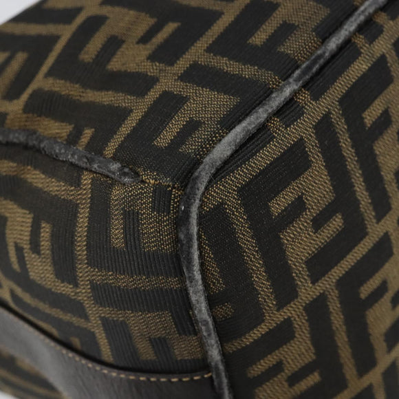 FENDI Zucca Canvas Vanity Hand Bag Black Brown Auth 162830