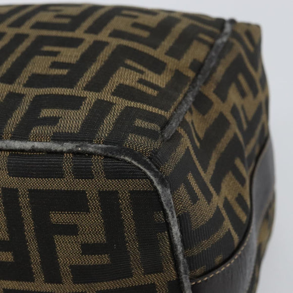 FENDI Zucca Canvas Vanity Hand Bag Black Brown Auth 162830