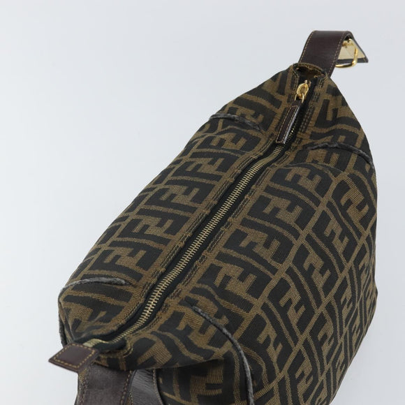 FENDI Zucca Canvas Vanity Hand Bag Black Brown Auth 162830
