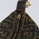 FENDI Zucca Canvas Vanity Hand Bag Black Brown Auth 162830-10