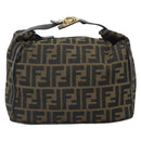 FENDI Zucca Canvas Vanity Hand Bag Black Brown Auth 162830-13