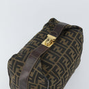 FENDI Zucca Canvas Vanity Hand Bag Black Brown Auth 162830-6