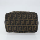 FENDI Zucca Canvas Vanity Hand Bag Black Brown Auth 162830-5
