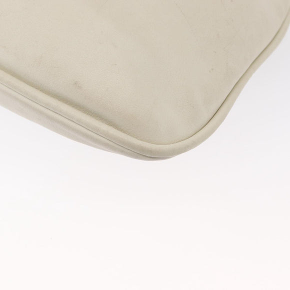 GUCCI Bamboo Shoulder Bag Leather White Silver 001 4033 Auth 162832